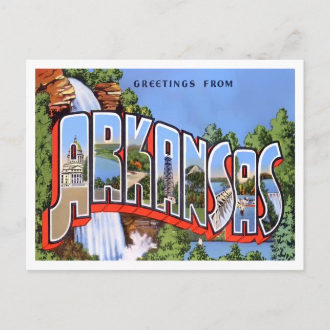 Carte postale Vintage Arkansas Big Letters (Devant)