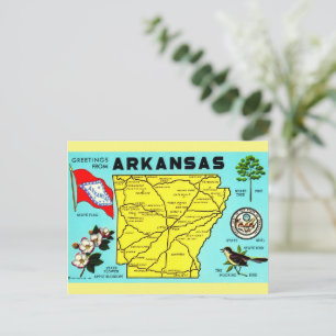 Carte postale Vintage Arkansas colorée