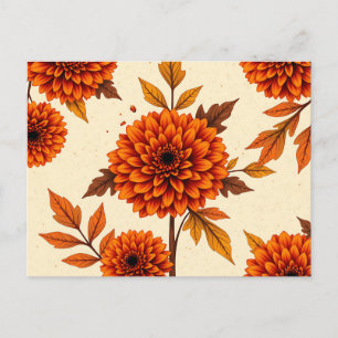 Carte Postale Vintage Arrière - plan floral avec Marigolds et ch