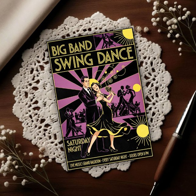 Carte Postale Vintage Art Deco 1940s Swing Dance (Créateur téléchargé)