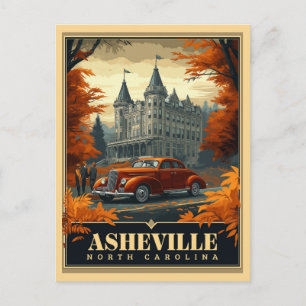 Carte Postale Vintage Asheville, Caroline du Nord