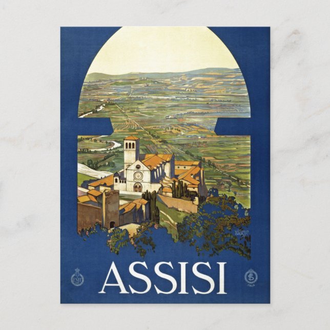 Carte Postale Vintage Assisi Italie Voyage Tourisme Annonce (Devant)
