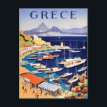 Carte Postale Vintage Athènes Grèce Voyage<br><div class="desc">Un poster vintage de publicité voyage à Athènes,  Grèce.</div>