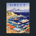 Carte Postale Vintage Athènes Grèce Voyage<br><div class="desc">Un poster vintage de publicité voyage à Athènes,  Grèce.</div>