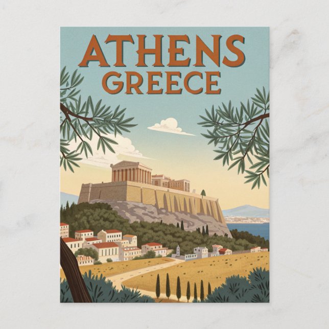 Carte Postale Vintage Athens Travel (Devant)