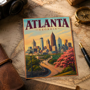 Carte Postale Vintage Atlanta Géorgie Football 2026 Souvenir
