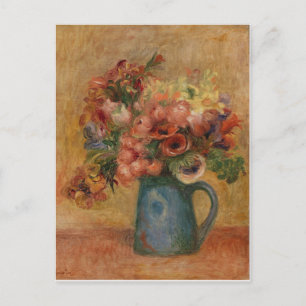 Carte Postale Vintage Auguste Renoir Vase rose jaune de fleurs