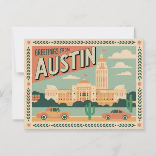 Carte postale vintage Austin   Salutations d'Austi