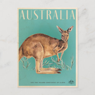 Carte postale vintage Australian Kangaroo Travel