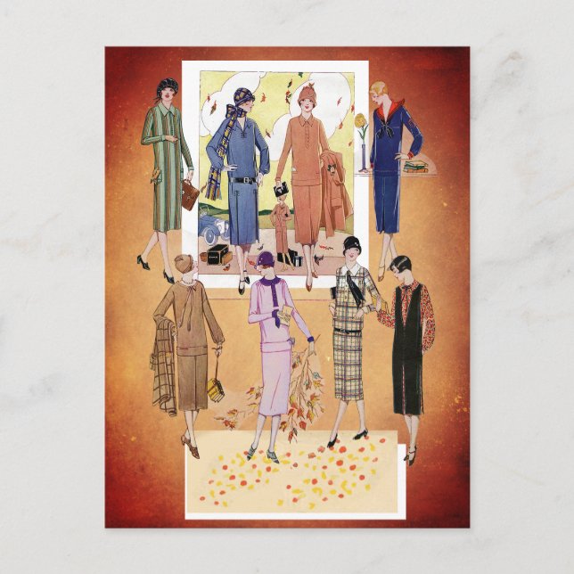 Carte Postale Vintage Automne Jazz Age modes (Devant)