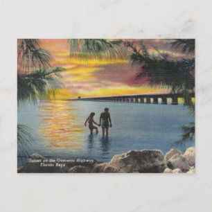 Carte postale vintage Autoroute Floride Keys
