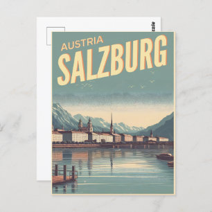 Carte Postale Vintage Autriche capitale salzbourg skyline