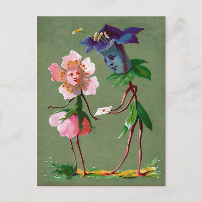 Carte postale vintage aux fleurs victoriennes (Devant)