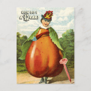 Carte postale vintage aux fruits série : poire
