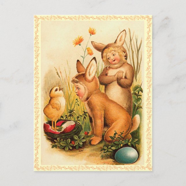 Carte postale vintage aux oeufs de Pâques (Devant)