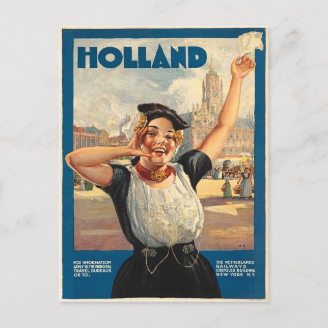 Carte postale vintage avec affiche Holland (Devant)