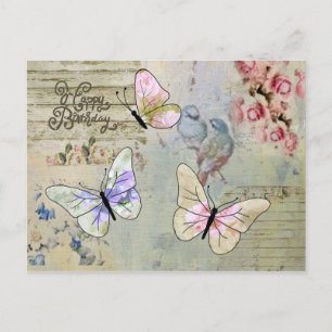 Carte Postale Vintage avec papillons