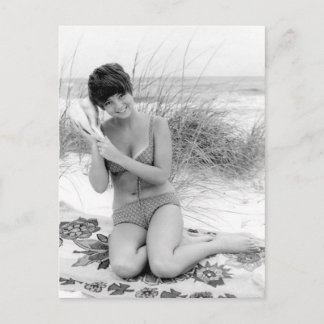 Carte Postale Vintage B&W Photo Floride Bikini Girl
