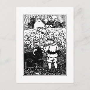 Carte Postale Vintage Baa, Baa, Rhyme du mouton noir