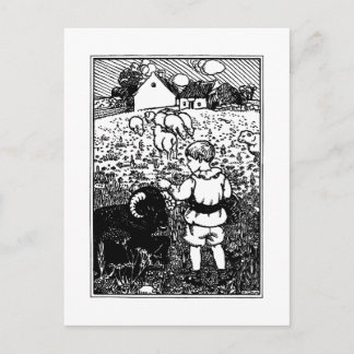 Carte Postale Vintage Baa, Baa, Rhyme du mouton noir