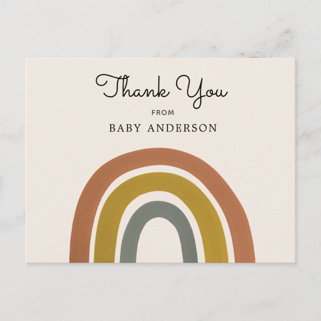 Carte postale vintage Baby shower Rainbow Merci (Devant)