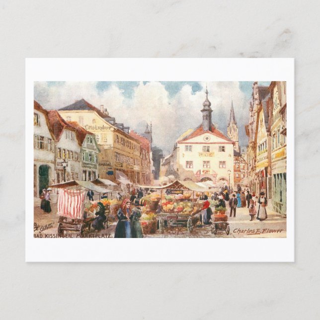 Carte Postale Vintage Bad Kissingen Marketplace (Devant)
