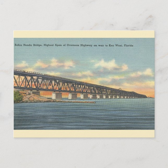 Carte postale vintage Bahia Honda Bridge Key West (Devant)