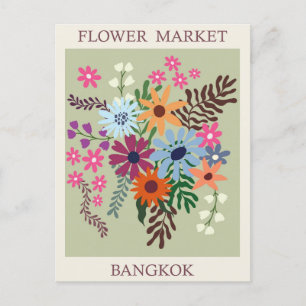 Carte Postale Vintage Bangkok Thaïlande Flower Market Travel