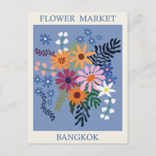 Carte Postale Vintage Bangkok Thaïlande Flower Market Travel