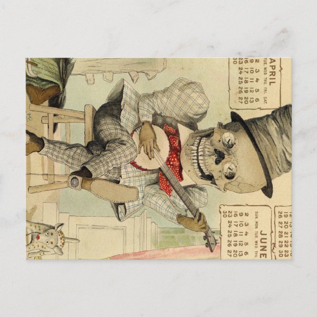 Carte Postale Vintage Banjo Playing Skeleton (Devant)