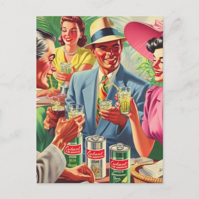 Carte Postale Vintage Bar Peolpe 1950 Illustration (Devant)