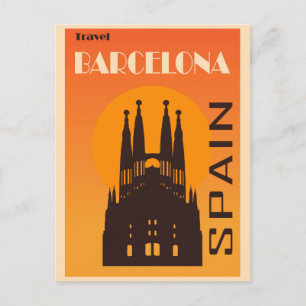 Carte Postale Vintage Barcelone Espagne La Sagrada Familia Trave