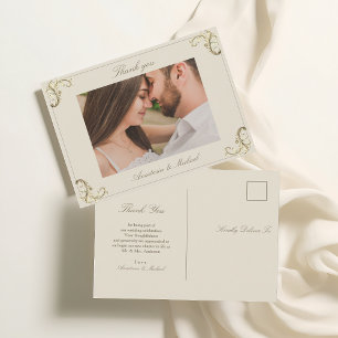 Carte Postale Vintage Baroque Or Remerciement de Mariage