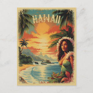 Carte postale vintage Beach Hawaii Girl Travel