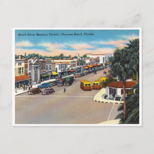 Carte Postale Vintage Beach Street, Daytona Beach Floride (Devant)