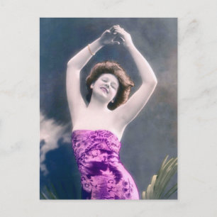 Carte Postale vintage beauté mains sur tête danse