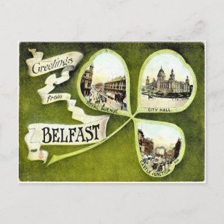 Carte postale vintage Belfast shamrock