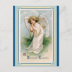 Carte Postale Vintage Bénédiction de Pâques Salutations Angel
