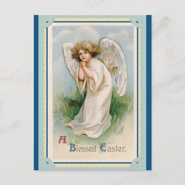 Carte Postale Vintage Bénédiction de Pâques Salutations Angel (Devant)