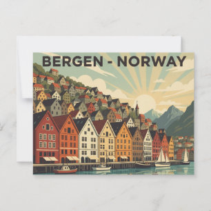 Carte Postale Vintage Bergen Norvège Voyage