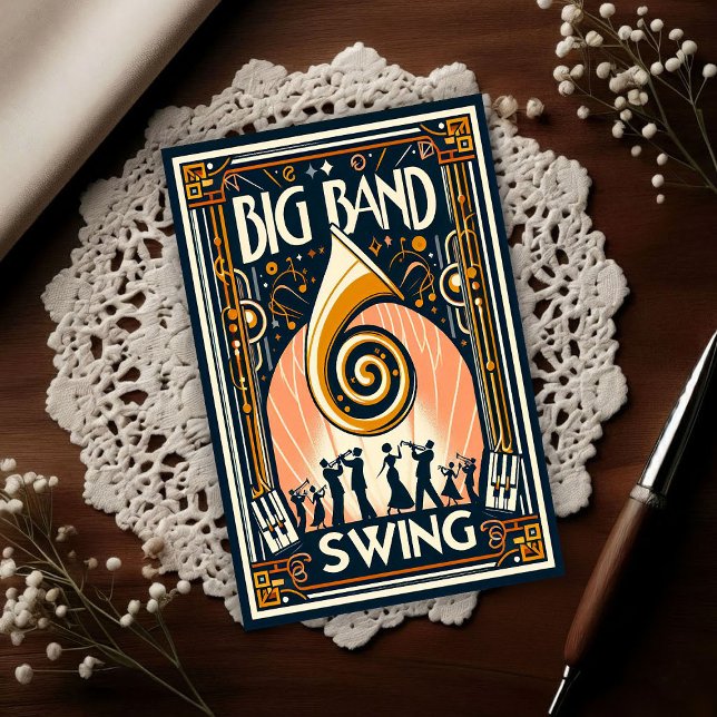 Carte Postale Vintage Big Band Swing Dance (Créateur téléchargé)