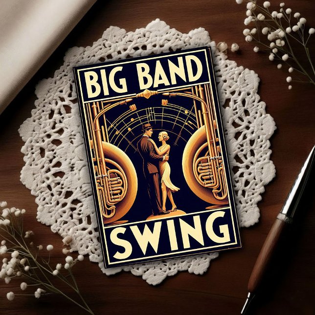 Carte Postale Vintage Big Band Swing Dance Poster (Créateur téléchargé)