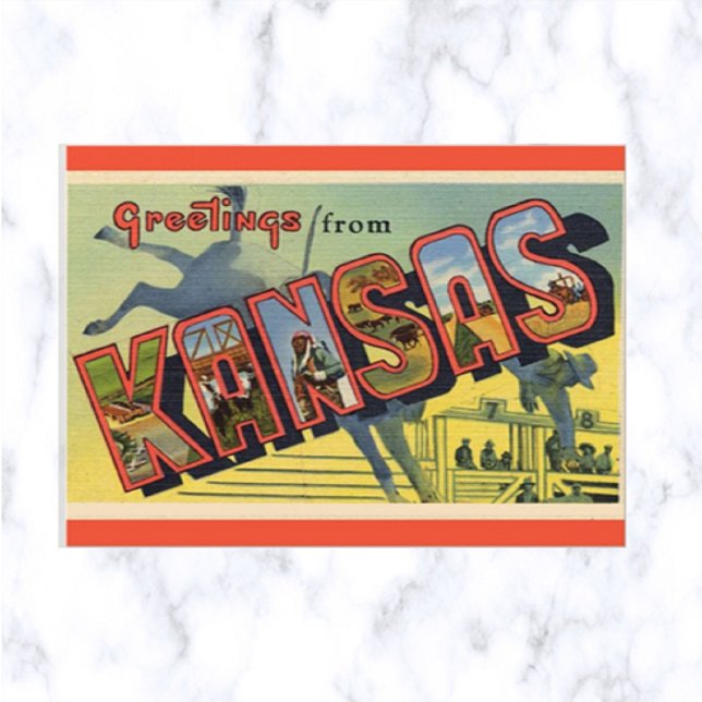Carte postale vintage Big Letter Kansas (Créateur téléchargé)