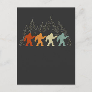 Carte Postale Vintage Bigfoot à pied Forêt Yeti