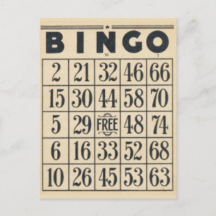 Carte postale vintage Bingo Game Card