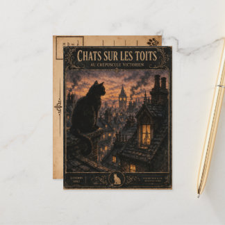 Carte Postale Vintage Black Cat London Postcard