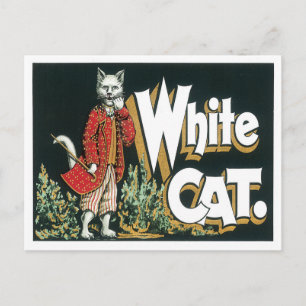 Carte Postale Vintage blanc Cat Cigar Étiquette Art