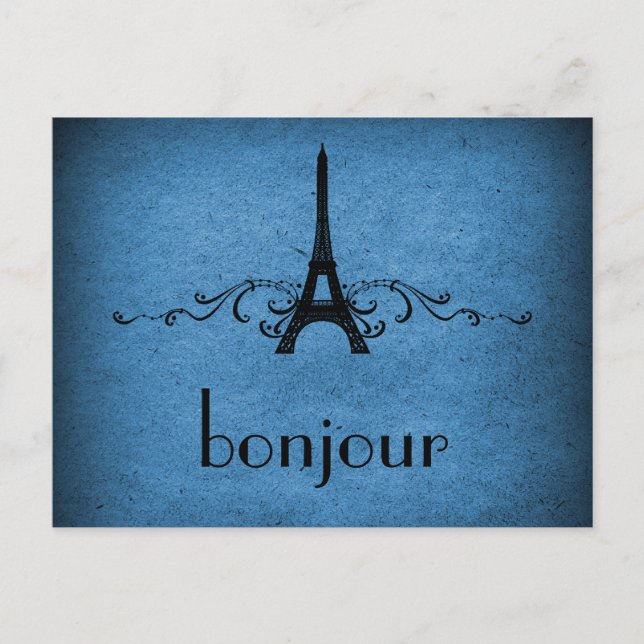 Carte postale vintage, bleu (Devant)