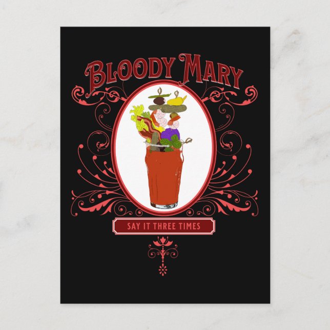 Carte Postale Vintage Bloody Mary, 3 fois (Devant)