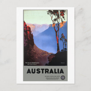 Carte Postale Vintage Blue Mountains Australie Affiche de voyage